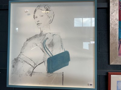 Lot 1497 - Blue framed and glazed contemporary print from...