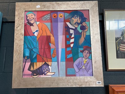 Lot 1498 - Contemporary painting of businessman being...