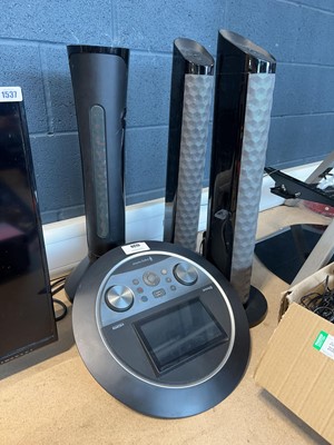 Lot 1539 - Pedestal mounted karaoke machine, together...