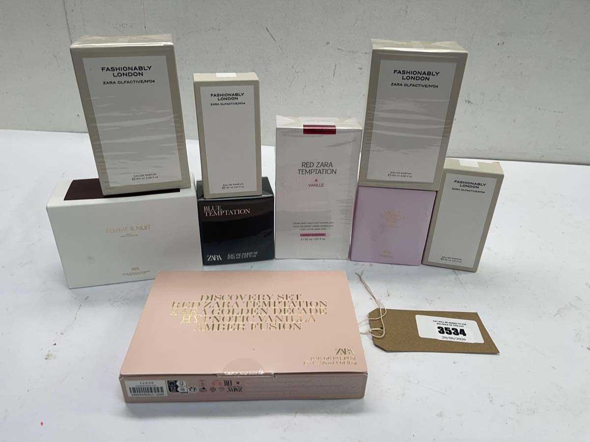Lot 9 Zara fragrances including Fashionably London,...