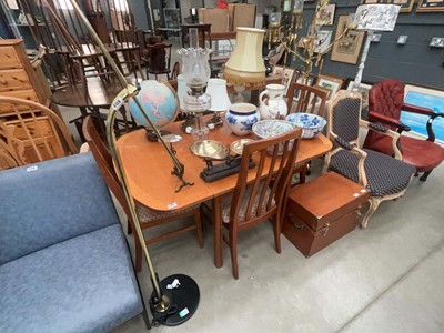 Lot 5133 - Teak extending dining table plus 4 chairs
