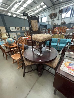 Lot 5112 - Circular table with 4 upholstered and carved...