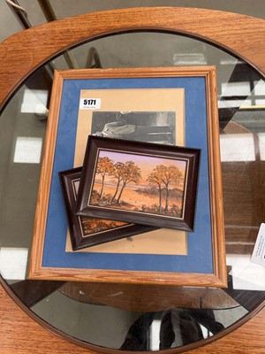 Lot 5171 - 2 oil prints on board, lake scene and family...