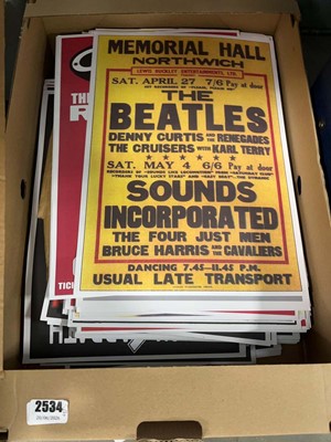 Lot 2534 - Box containing reproduction music posters...