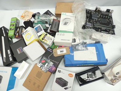 Lot 2427 - Bag containing Gigabyte motherboard, chargers,...
