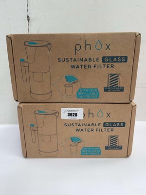 Lot 3626 - 2 Phox sustainable glass water filter jugs