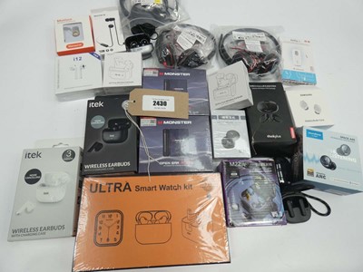 Lot 2430 - Assorted pairs of wireless and wired earphones...