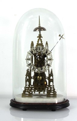 Lot 78 - A late 19th century brass skeleton clock...