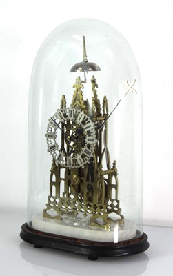 Lot 78 - A late 19th century brass skeleton clock...