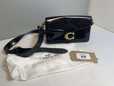 Lot 3774 - Coach black patent the tabby bag with dust bag...