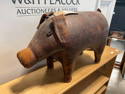 Lot 1603 - Vintage leather covered pig footstool, in the...