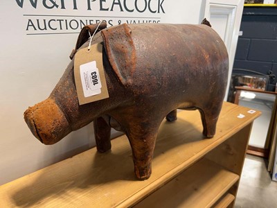 Lot 1603 - Vintage leather covered pig footstool, in the...