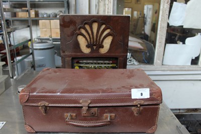 Lot 9 - Vintage travel trunk and Dulci vintage radio