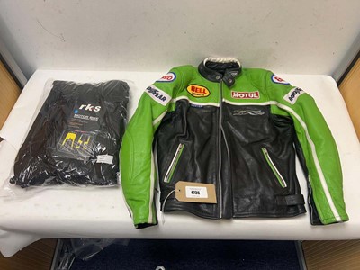 Lot 4735 - Motorbike leather jacket size XS together with...