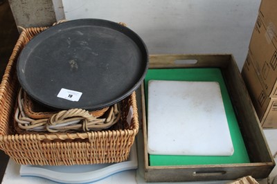 Lot 19 - Various wicker baskets, serving trays etc.