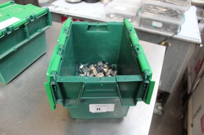 Lot 71 - Green stacking crate of teaspoons