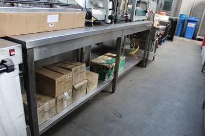 Lot 141 - 250cm Stainless steel preparation table with...