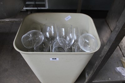 Lot 150 - PLastic bin containing wine glasses
