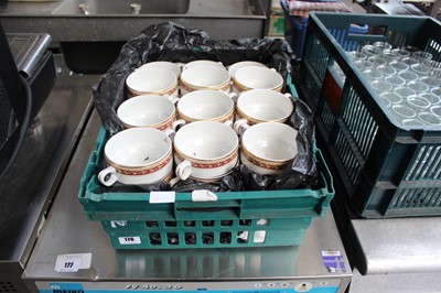 Lot 176 - Tray of Churchill hotelware gold colour red...