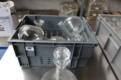 Lot 182 - Box containing 6 various sized decanters