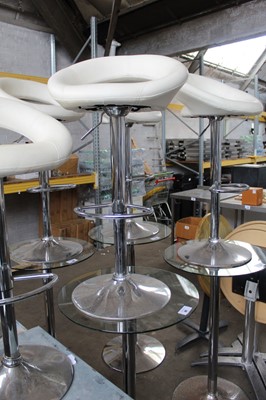 Lot 187 - Glasstop circular poseur table with 2 cream...