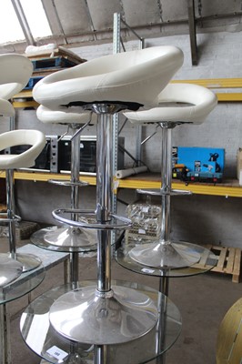 Lot 190 - Glasstop circular poseur table with 1 cream...