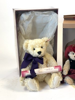 Lot A collection of three boxed Steiff bears,...