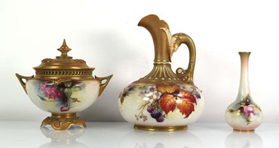 Lot 155 - A Royal Worcester ewer of squat form decorated...