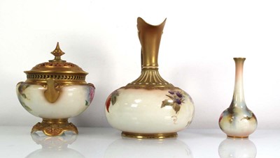 Lot 155 - A Royal Worcester ewer of squat form decorated...
