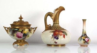 Lot 155 - A Royal Worcester ewer of squat form decorated...
