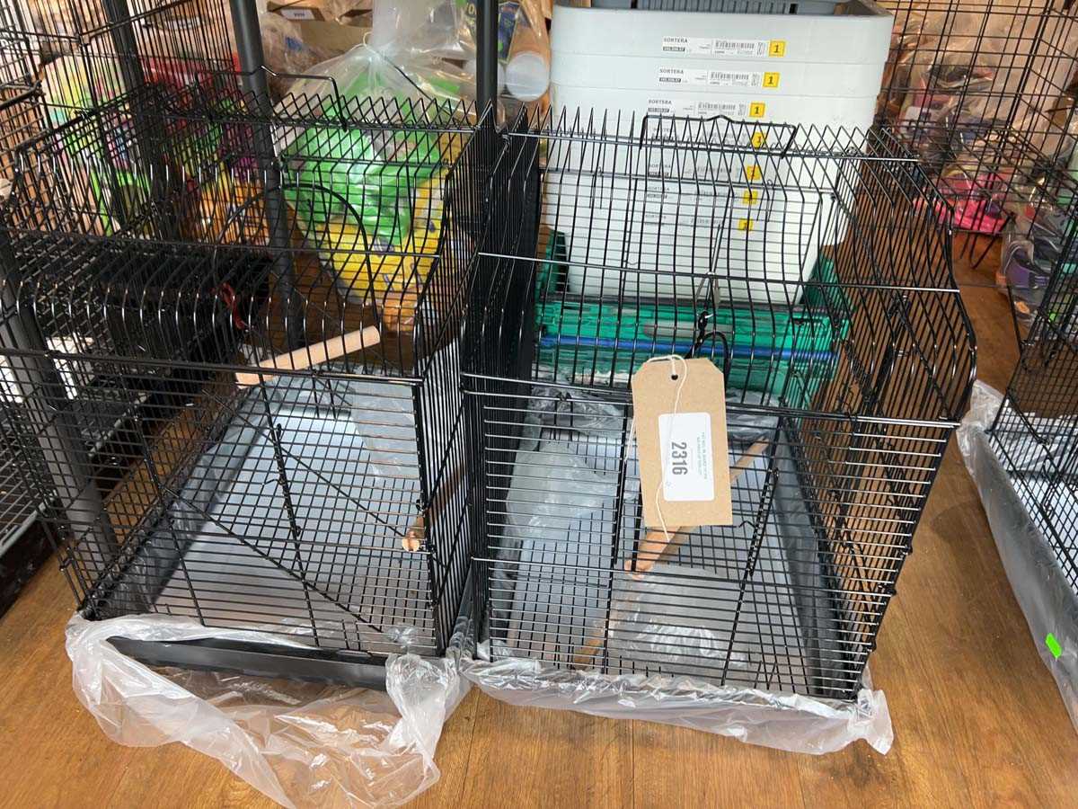 Lot 2316 - 2 black wired bird cages