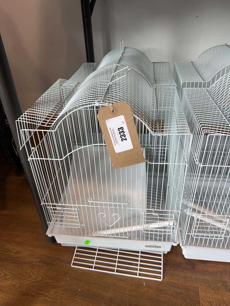 Lot 2333 - 2 white wired bird cages