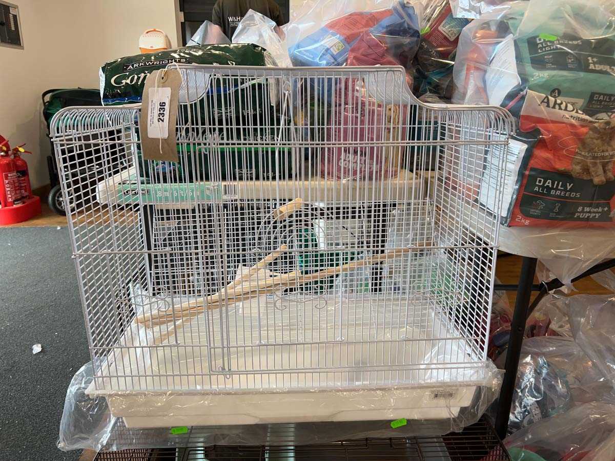 Lot 2336 - Large white wired bird cage