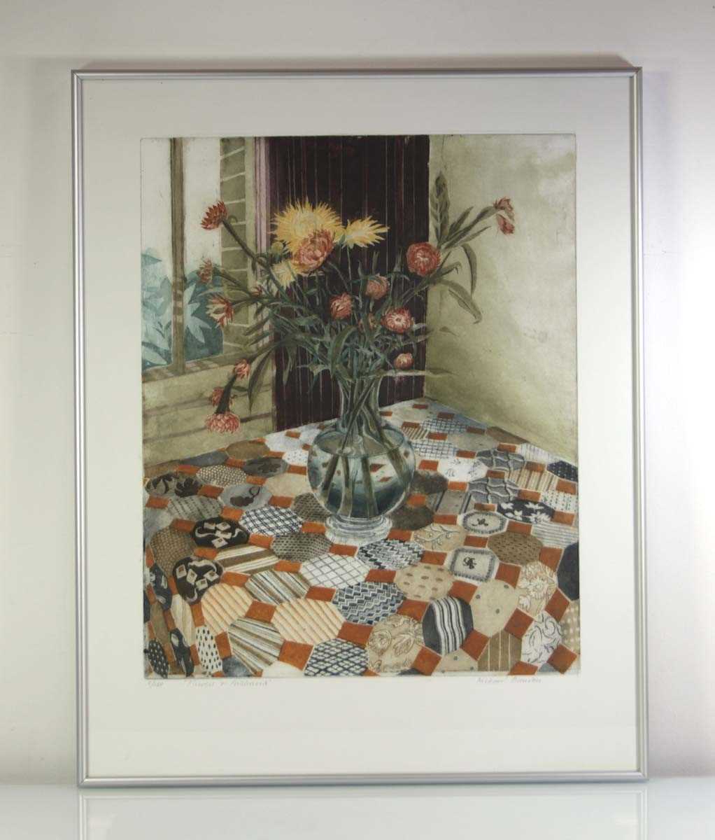 Lot 174 - Richard Bawden (b. 1936), 'Flowers & Patchwork'...