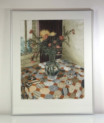 Lot 174 - Richard Bawden (b. 1936), 'Flowers & Patchwork'...