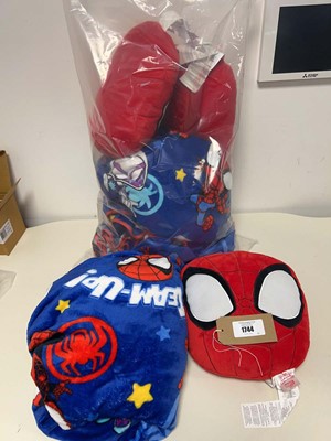 Lot 1744 - Bag containing x3 Spidey character pillows &...