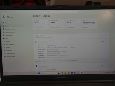 Lot 1117 - Asus Vivobook E1504F laptop, AMD R5-7520U,...