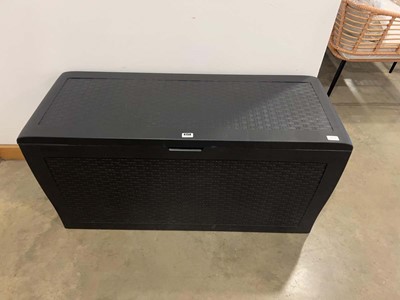 Lot 4158 - Plastic wicker effect garden storage box