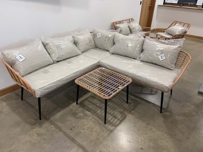 Lot 4159 - Wicker effect corner conservatory/patio set...