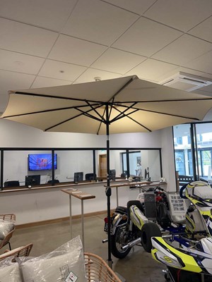 Lot 4160 - Solar parasol with solar panel, cream shade on...