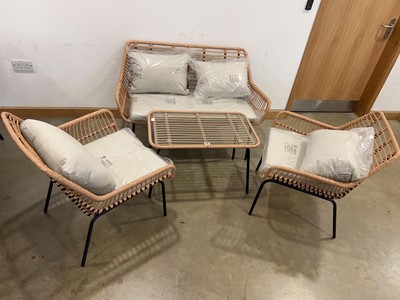 Lot 4161 - Small wicker effect patio set to include two...