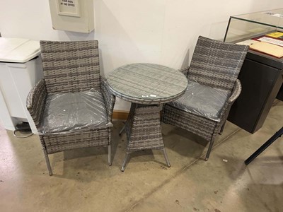 Lot 4162 - Three piece grey wicker effect patio set to...