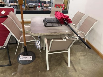Lot 4167 - Stone effect topped rattan table with firepit...