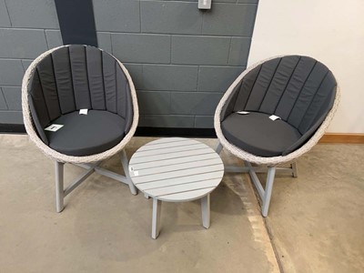 Lot 4174 - Three piece patio set to include two grey...