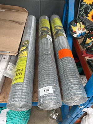 Lot 4113 - 3 rolls of welded mesh
