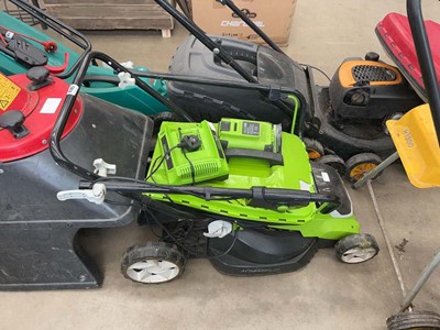 Lot 4185 - Aerotek cordless lawn mower with one battery...