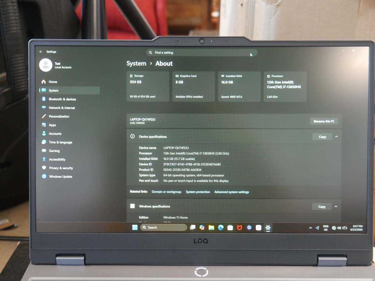 Lot 1125 - Lenovo LOQ 15IRX10 laptop, Intel i7-13650HX...