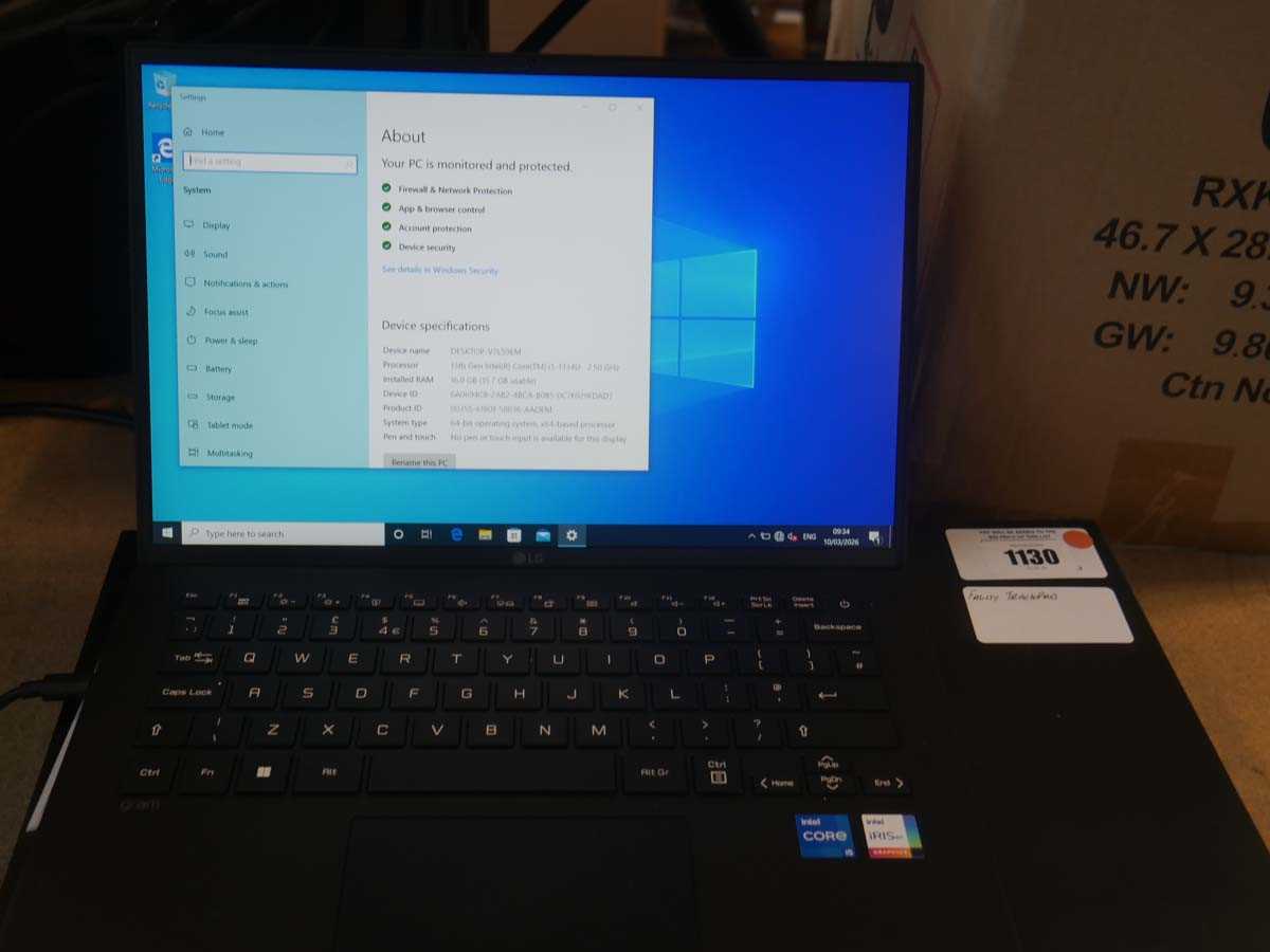 Lot 1130 - LG Gram 14Z90RU laptop, Intel Core i5-1334U,...