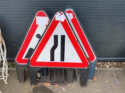 Lot 4229 - Three traffic warning signs and a traffic cone