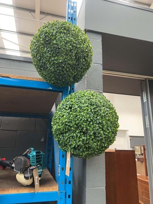 Lot 4052 - 2 artificial Buxus ball hanging baskets